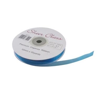Dark Turquoise 10mm x 45 Meters Organza Ribbon For Favour Boxes & Crafts - Stella Crafts