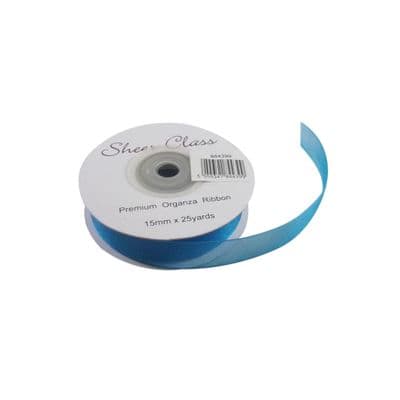 Dark Turquoise 15mm x 22 Meters Organza Ribbon For Favour Boxes & Crafts - Stella Crafts