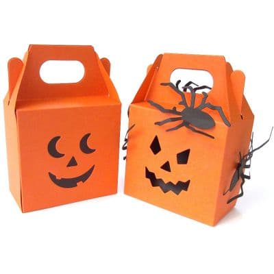 Halloween Pumpkin Sweetie Box With Double Face. Ghoulish Orange. Trick OR Treat