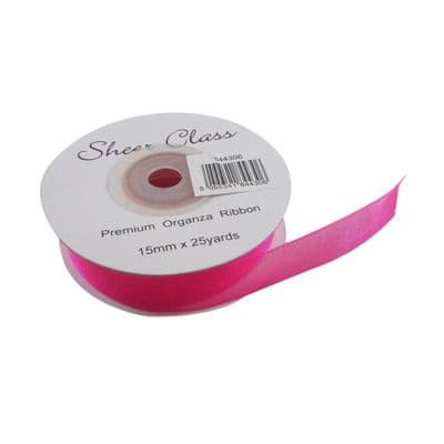Hot Pink 15mm x 22 Meters Organza Ribbon For Favour Boxes & Crafts - Stella Crafts