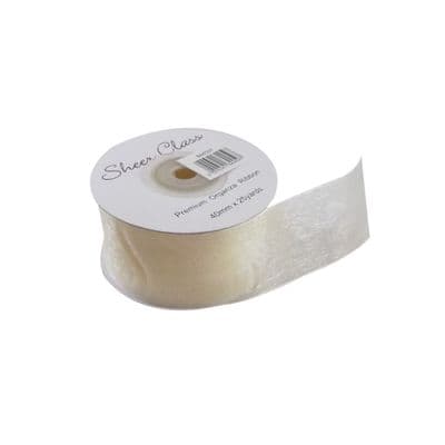 Ivory 40mm x 22 Meters Organza Ribbon For Favour Boxes & Crafts - Stella Crafts