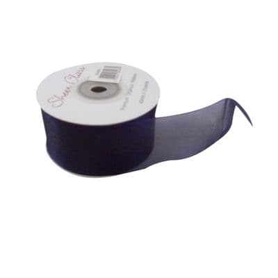 Navy Blue 40mm x 22 Meters Organza Ribbon For Favour Boxes & Crafts - Stella Crafts