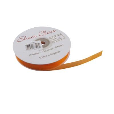 Orange 10mm x 45 Meters Organza Ribbon For Favour Boxes & Crafts - Stella Crafts