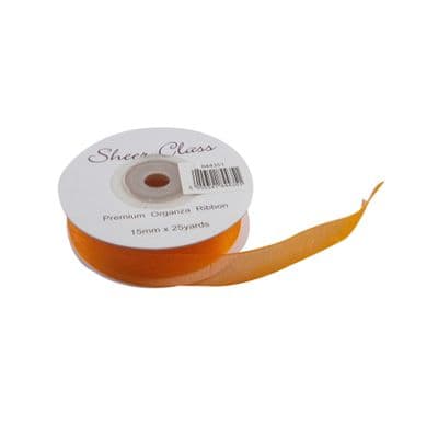 Orange 15mm x 22 Meters Organza Ribbon For Favour Boxes & Crafts - Stella Crafts