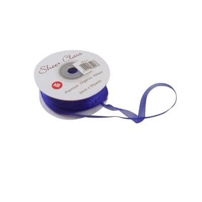 Royal Blue 6mm x 45 Meters Organza Ribbon For Favour Boxes & Crafts - Stella Crafts
