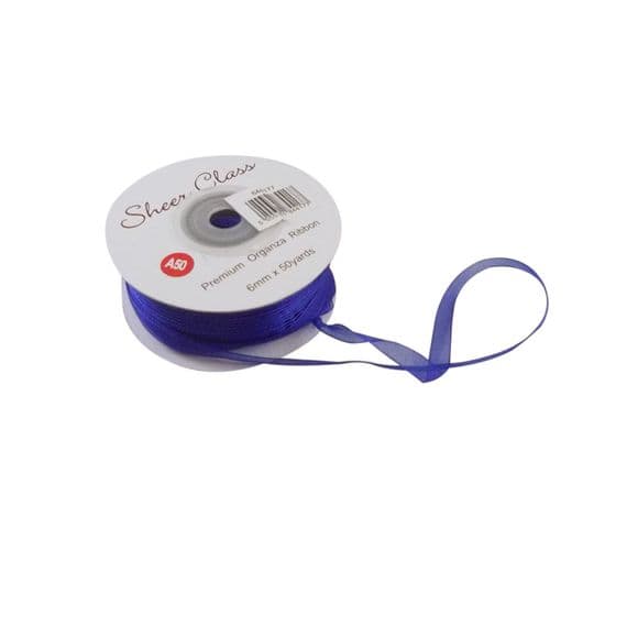 Royal Blue 6mm x 45 Meters Organza Ribbon For Favour Boxes & Crafts - Stella Crafts