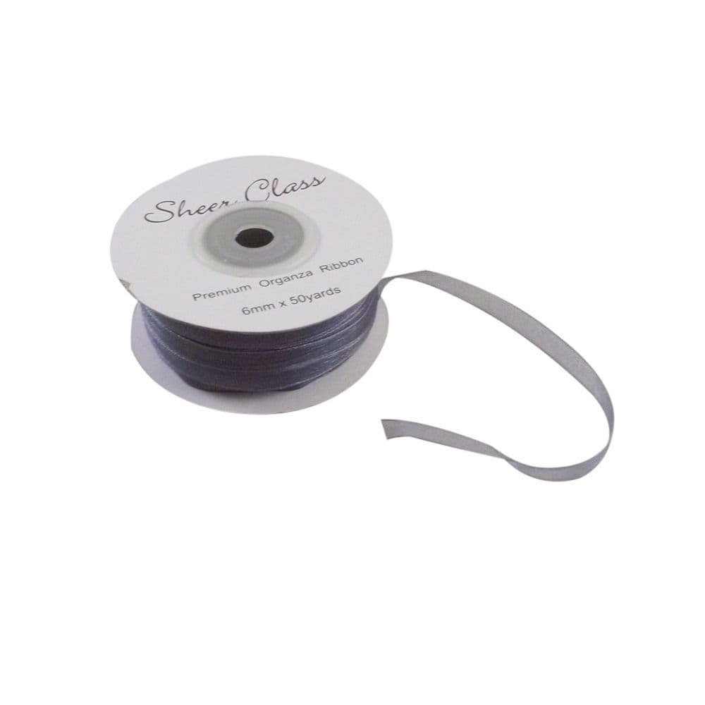 Silver (Matt) 6mm x 45 Meters Organza Ribbon For Favour Boxes & Crafts ...