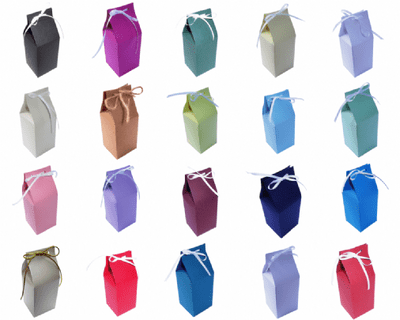 Vintage Milk Carton Style Wedding Favour Boxes - Different Colours