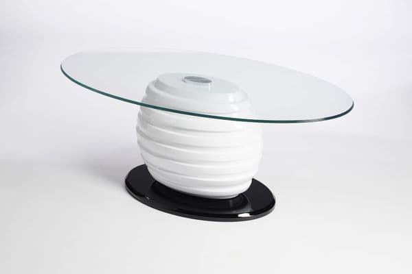 Honey Pot Design Glass Coffee Table Contemporary Modern (White) | UKCOFFEETABLES.COM