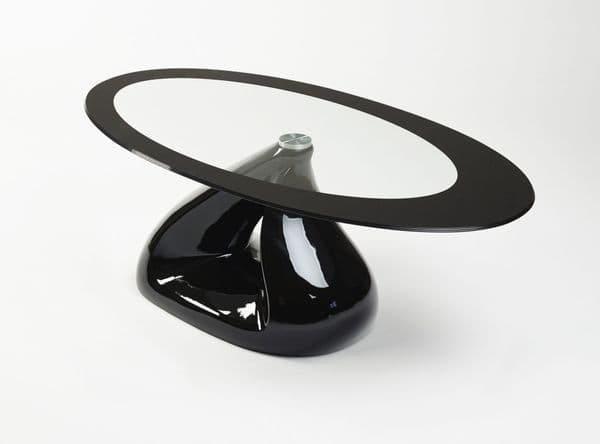 Black Pyramid Design Oval Glass Coffee Table Contemporary | UKCOFFEETABLES.COM