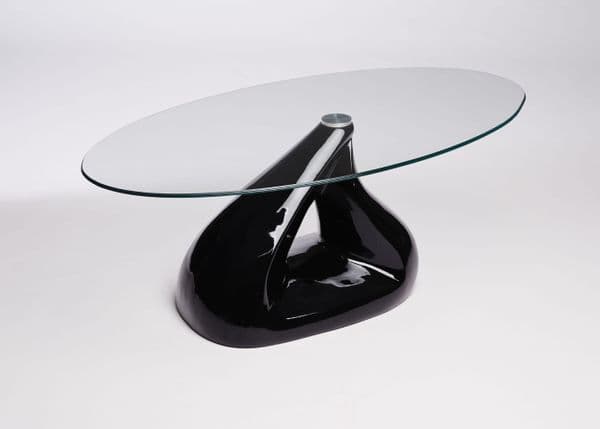Black Pyramid Design Oval Glass Coffee Table Contemporary | UKCOFFEETABLES.COM