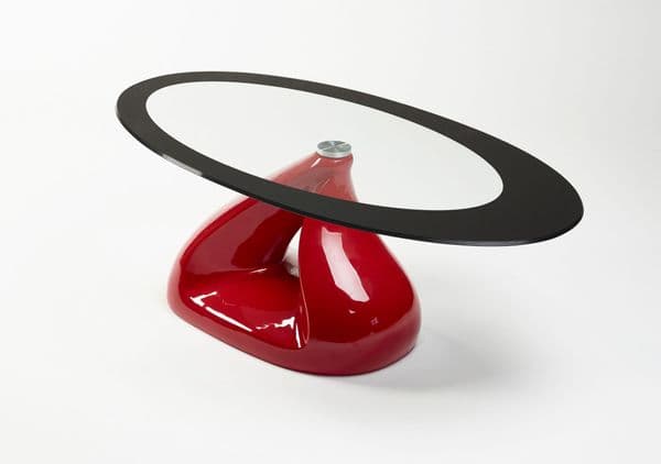 Black Pyramid Design Oval Glass Coffee Table Contemporary | UKCOFFEETABLES.COM
