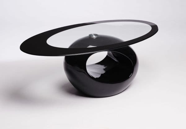 Contemporary Retro Designed Oval Coffee Table (Black) | UKCOFFEETABLES.COM
