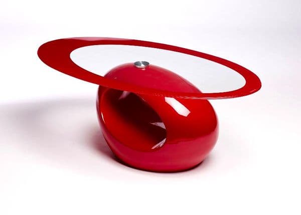 Contemporary Retro Designed Oval Coffee Table (Red) | UKCOFFEETABLES.COM