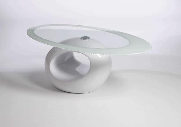 Contemporary Retro Designed Oval Coffee Table (White) | UKCOFFEETABLES.COM