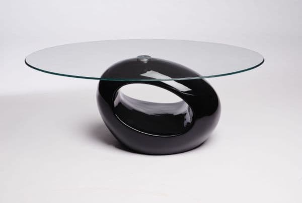 Contemporary Retro Designed Oval Coffee Table (Black Clear) | UKCOFFEETABLES.COM