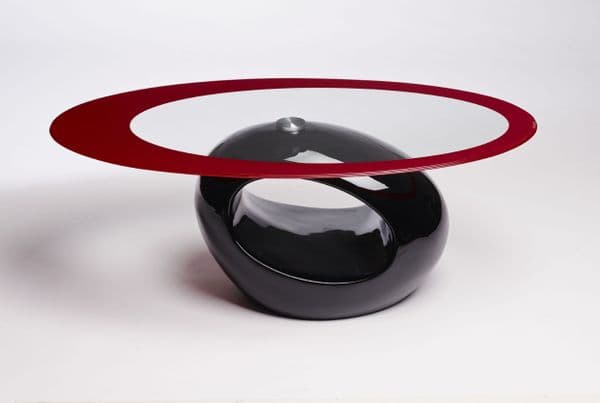 Contemporary Retro Designed Oval Coffee Table (RED WHITE) | UKCOFFEETABLES.COM