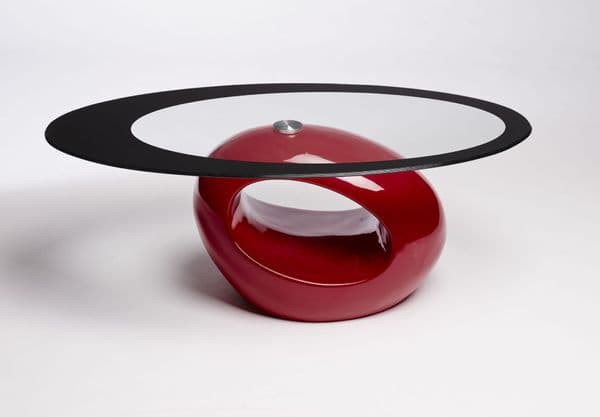 Contemporary Retro Designed Oval Coffee Table (RED WHITE) | UKCOFFEETABLES.COM