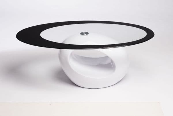 Contemporary Retro Designed Oval Coffee Table (Black Clear) | UKCOFFEETABLES.COM