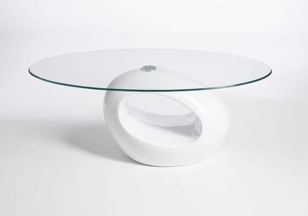 Contemporary Retro Designed Oval Coffee Table (Black Clear) | UKCOFFEETABLES.COM