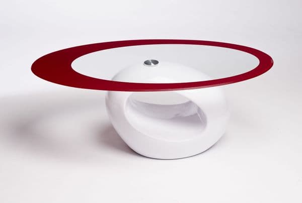 Contemporary Retro Designed Oval Coffee Table (RED WHITE) | UKCOFFEETABLES.COM