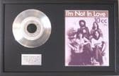 10CC - Platinum Disc& Songsheet - I'M NOT IN LOVE