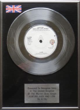 A-HA - 7 inch Platinum Disc - HUNTING HIGH AND LOW
