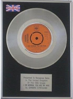 BARBRA STREISAND - 7" Platinum Disc -I AM WOMAN, YOU ARE MAN
