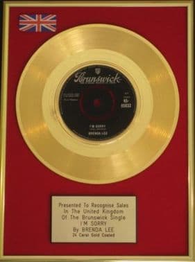 BRENDA LEE - 7inch 24 Carat Gold Disc - I'M SORRY