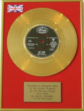 BRUCE CHANNEL - 7inch 24 Carat Gold  Disc  - HEY! BABY