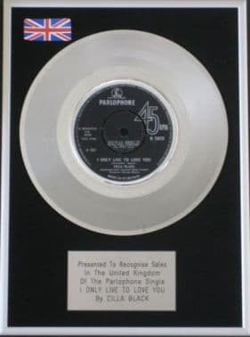 CILLA BLACK -Platinum Disc - I ONLY LIVE TO LOVE YOU