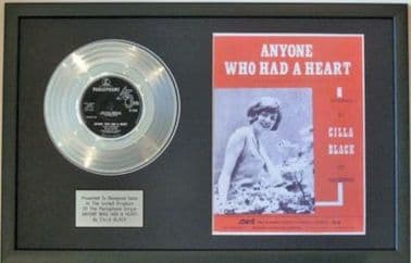 CILLA BLACK-Platinum Disc&SongSheet-ANYONE WHO HAD A