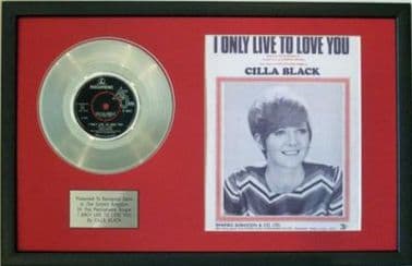 CILLA BLACK-PlatinumDisc&SongSheet-I ONLY LIVE TO LOVE