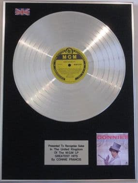 CONNIE FRANCIS - LP Platinum Disc - GREATEST HITS