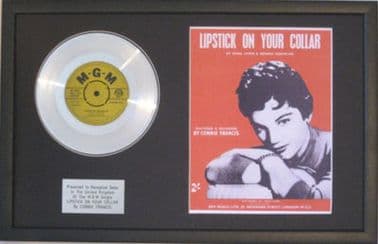 CONNIE FRANCIS-Platinum Disc&Songsheet-LIPSTICK ON YOUR