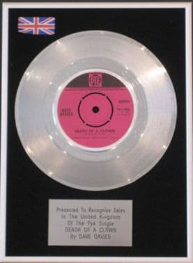 DAVE DAVIES - 7" Platinum Disc- DEATH OF A CLOWN