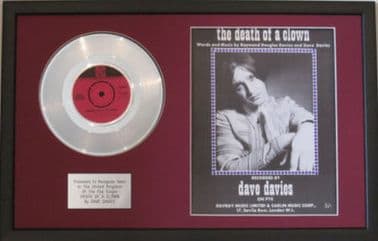DAVE DAVIES-Platinum Disc&Songsheet-DEATH OF A CLOWN