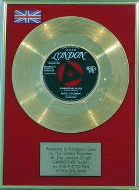 EDDIE COCHRAN - 24 Carat Gold 7" Disc - SUMMERTIME BLUES