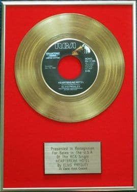 Elvis Presley - 24 Carat Gold 7 inch Disc - Heartbreak Hotel (For USA Sales) …