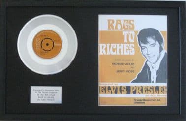 ELVIS PRESLEY - 7inch Platinum Disc & Song Sheet - RAGS TO RICHES