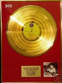 MADONNA - LP 24 Carat Gold Disc - LIKE A VIRGIN