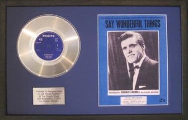 RONNIE CARROLL-Platinum Disc&Songsheet- SAY WONDERFUL THINGS