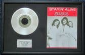 THE BEE GEES - 7" Platinum Disc & Song Sheet - STAYIN' ALIVE