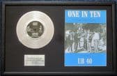 UB40-7" Platinum Disc & Song Sheet - ONE IN TEN