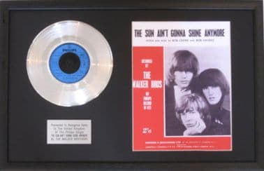 WALKER BROS - Platinum Disc & Song Sheet -THE SUN AINT GONNA SHINE ANYMORE