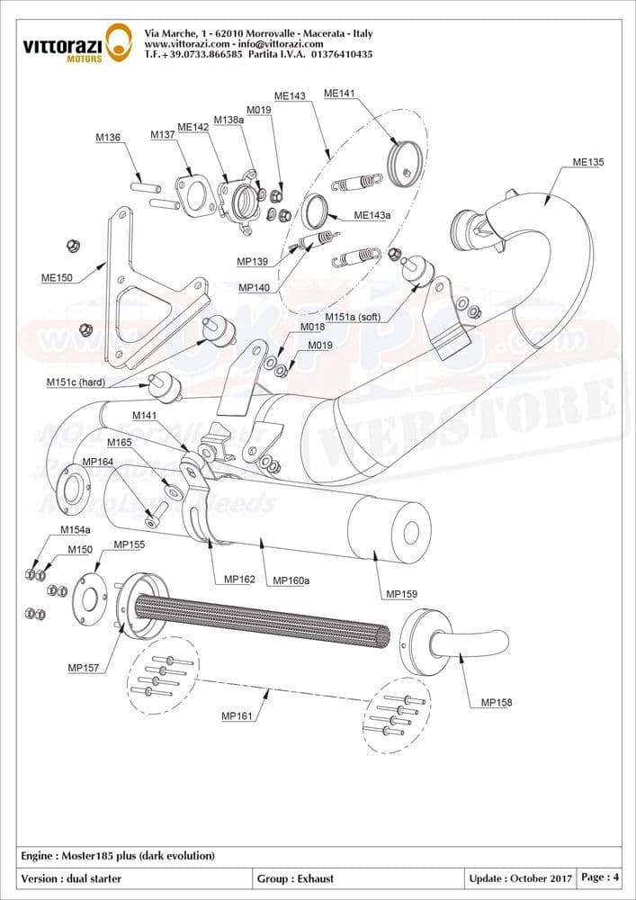 ME135 Complete muffler black without silencer and plate