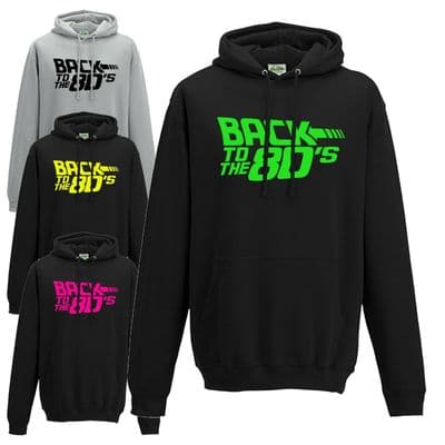 Back To The 80's Hoodie - Fancy Dress Neon Print Love 80s Party Dance Club Top