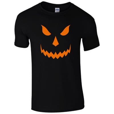 Halloween Scary T-Shirt - Pumpkin Orange Face Freaky Horror Unisex Mens Gift Top