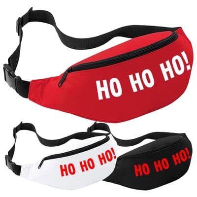 HO HO HO! Bum Bag - Festive Santa Christmas Pouch Belt Fanny Pack Xmas Gift Bags
