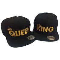 King Queen Pair Embroidered Rapper Cap Set